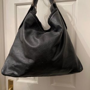 Leather Gucci Hobo shoulder horsebit bag